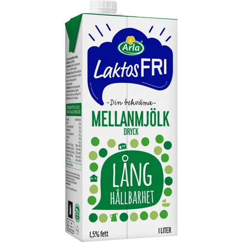 Arla Laktosfri mellanmjölk med långhållbarhet 1,5% 10x1L