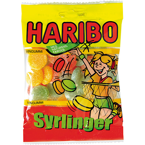 Haribo Syrlingar Vingummi (Förpackning 22 x 80 g)